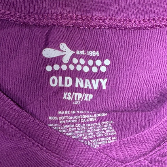 Purple Shirt Girl’s 5 XS V Neck Preppy Short Sleeve Tee Old Navy Summer Beach - Picture 4 of 6